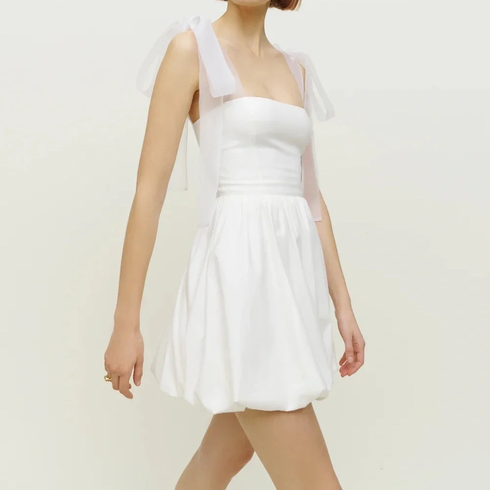 Reformation Enza White Tie-Shoulder Mini Dress - Picture 3 of 6